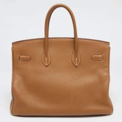 Hermes Gold Ardennes Leather Gold Finish Birkin 35 Bag For Women -Deals Hermes Store luxury women hermes used handbags p629688 014