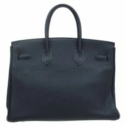 Hermes Noir Fjord Leather Palladium Hardware Birkin 35 Bag For Women 23 Hermes Noir Fjord Leather Palladium Hardware Birkin 35 Bag For Women -Deals Hermes Store luxury women hermes used handbags p63112 004