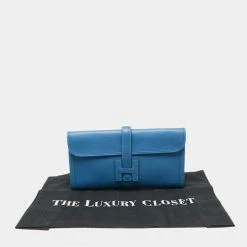 Hermes Hermès Bleu Agate Evercolor Leather Elan Jige 29 Clutch For Women -Deals Hermes Store luxury women hermes used handbags p631349 002