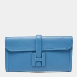 Hermes Hermès Bleu Agate Evercolor Leather Elan Jige 29 Clutch For Women