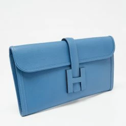 Hermes Hermès Bleu Agate Evercolor Leather Elan Jige 29 Clutch For Women -Deals Hermes Store luxury women hermes used handbags p631349 006