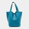 Hermes Bleu Izmir Clemence Leather Picotin Lock 22 Bag For Women -Deals Hermes Store luxury women hermes used handbags p631583 002