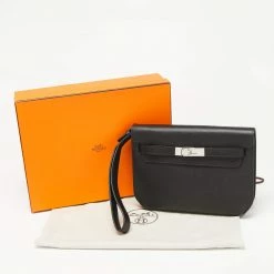 Hermes Black Epsom Leather Kelly Depeches 25 Pouch For Women -Deals Hermes Store luxury women hermes used handbags p631592 013