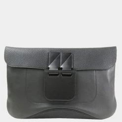 Hermes Virevolte 35 Black Vaux Swift Taurillon Clemence Clutch Bag For Women