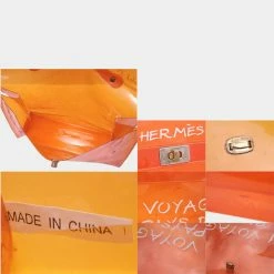 Hermes Vinyl Kelly Orange Bag For Women -Deals Hermes Store luxury women hermes used handbags p631760 002