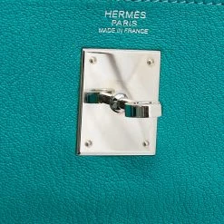 Hermes Blue Paon Chevre Leather Palladium Plated Retourne Kelly 32 Bag For Women -Deals Hermes Store luxury women hermes used handbags p632048 003
