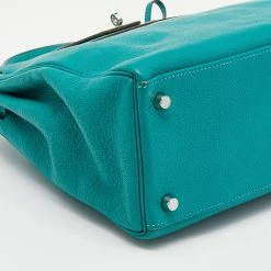 Hermes Blue Paon Chevre Leather Palladium Plated Retourne Kelly 32 Bag For Women -Deals Hermes Store luxury women hermes used handbags p632048 009