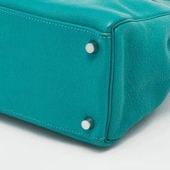 Hermes Blue Paon Chevre Leather Palladium Plated Retourne Kelly 32 Bag For Women -Deals Hermes Store luxury women hermes used handbags p632048 011