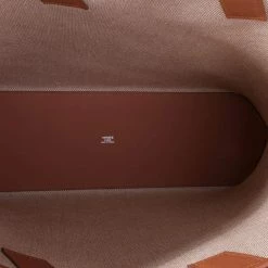 Hermes Ecru Toile & Gold Swift Cabas H En Biais 40 For Women -Deals Hermes Store luxury women hermes used handbags p632078 013