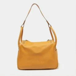Hermes Jaune Ambre Clemence Leather Gold Finish Lindy 30 Bag For Women -Deals Hermes Store luxury women hermes used handbags p632739 005