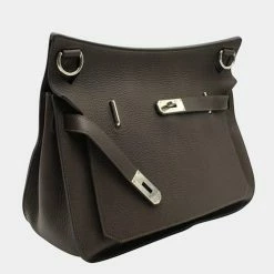 Hermes Dark Brown Clemence Leather Jypsiere 34 Shoulder Bag For Women -Deals Hermes Store luxury women hermes used handbags p634258 002