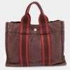 Hermes Burgundy/Red Canvas Fourre Tout PM Bag For Women -Deals Hermes Store luxury women hermes used handbags p635660 004
