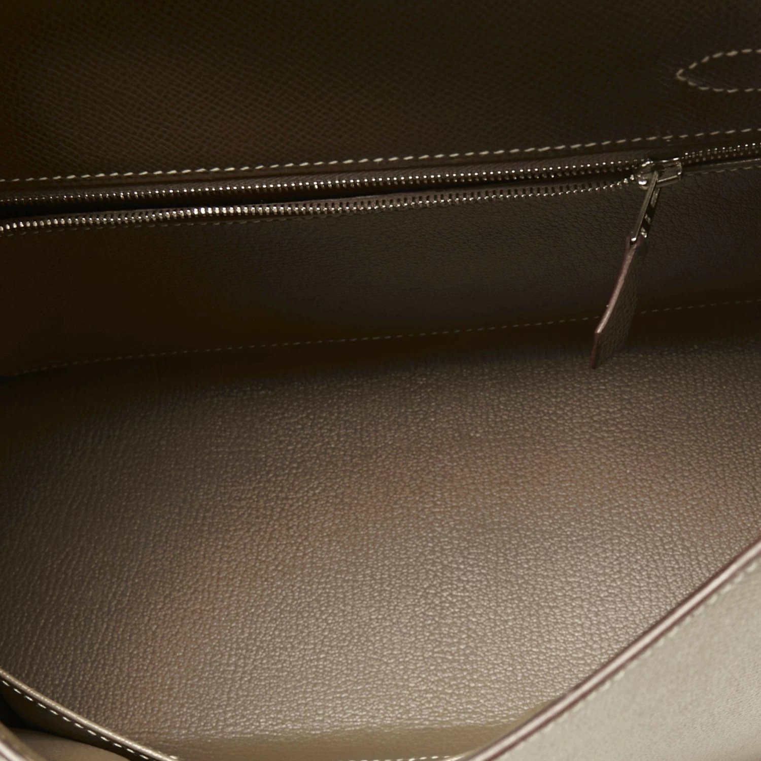 Hermes Etoupe Epsom Leather Palladium Finish Kelly Sellier 28 Bag For Women 17 Hermes Etoupe Epsom Leather Palladium Finish Kelly Sellier 28 Bag For Women - Image 15