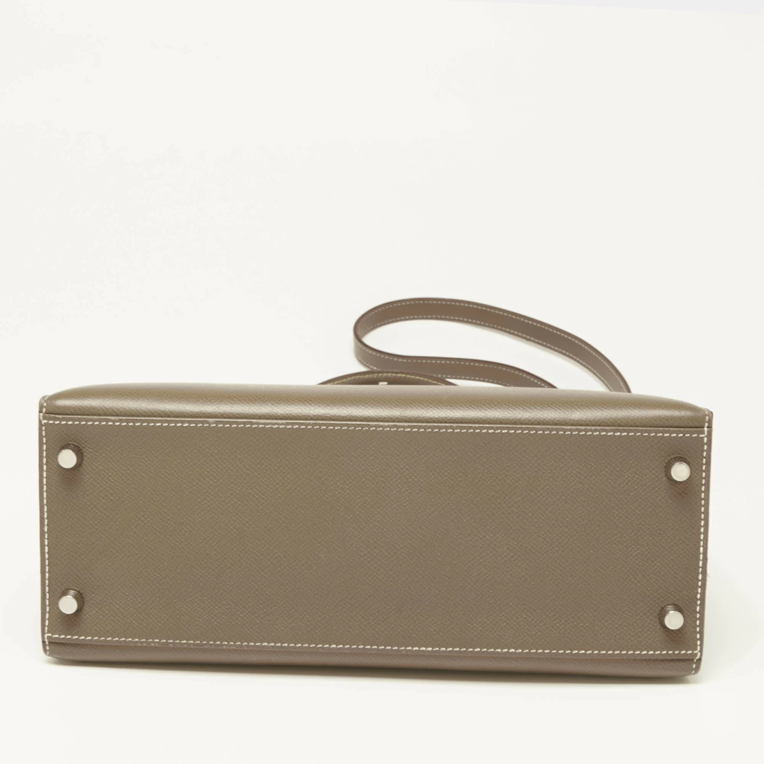 Hermes Etoupe Epsom Leather Palladium Finish Kelly Sellier 28 Bag For Women 16 Hermes Etoupe Epsom Leather Palladium Finish Kelly Sellier 28 Bag For Women - Image 14