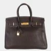 Hermes Chocolat Fjord Birkin 35 GHW For Women -Deals Hermes Store luxury women hermes used handbags p636147 001