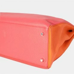 Hermes Rose Jaipur, Sanguine, & Orange ClÃ¨mence Retourne Kelly 40 PHW For Women -Deals Hermes Store luxury women hermes used handbags p636154 003
