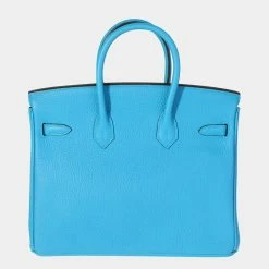 Hermes Bleu Zanzibar Togo Birkin 25 PHW For Women -Deals Hermes Store luxury women hermes used handbags p636160 001
