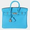 Hermes Bleu Zanzibar Togo Birkin 25 PHW For Women -Deals Hermes Store luxury women hermes used handbags p636160 002
