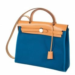 Hermes Bi Color Toile Canvas/Vache Leather Herbag Zip 31 Bag For Women -Deals Hermes Store luxury women hermes used handbags p63657 006