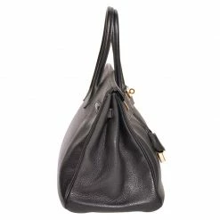 Hermes Noir Taurillon Clemence Leather Gold Hardware Birkin 35 Bag For Women -Deals Hermes Store luxury women hermes used handbags p63659 006