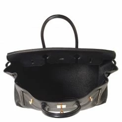 Hermes Noir Taurillon Clemence Leather Gold Hardware Birkin 35 Bag For Women -Deals Hermes Store luxury women hermes used handbags p63659 009