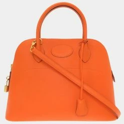 Hermes Bored 31 Vogue River Orange F Engraved Handbag 0110 For Women