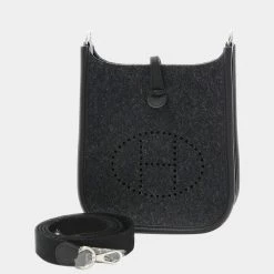 Hermes Evelyn TPM Felt Swift Black Z Engraved Shoulder Bag For Women -Deals Hermes Store luxury women hermes used handbags p637284 007