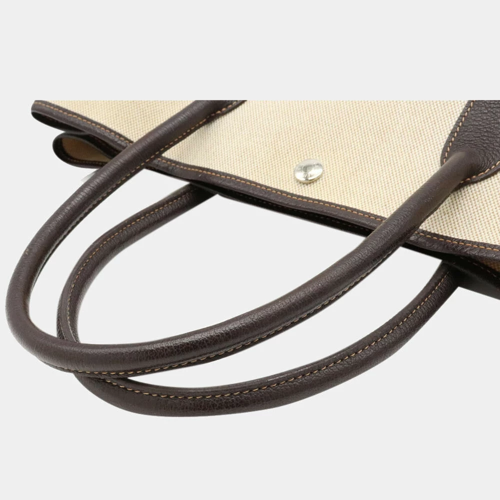 Hermes Garden PM Tote Toile Ash Buffle Leather Beige Dark Brown For Women 7 Hermes Garden PM Tote Toile Ash Buffle Leather Beige Dark Brown For Women - Image 5