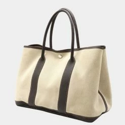Hermes Garden PM Tote Toile Ash Buffle Leather Beige Dark Brown For Women 11 Hermes Garden PM Tote Toile Ash Buffle Leather Beige Dark Brown For Women -Deals Hermes Store luxury women hermes used handbags p637296 007
