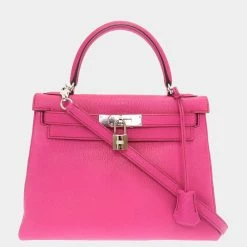 Hermes Kelly 28 Inner Stitch Coromandel Fuchsia K Engraved Handbag For Women