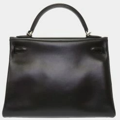 Hermes Kelly 32 Inner Stitch Box Calf Black New Metal Fittings L Engraved Bag For Women -Deals Hermes Store luxury women hermes used handbags p637302 003
