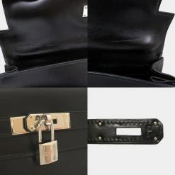 Hermes Kelly 32 Inner Stitch Box Calf Black New Metal Fittings L Engraved Bag For Women -Deals Hermes Store luxury women hermes used handbags p637302 008