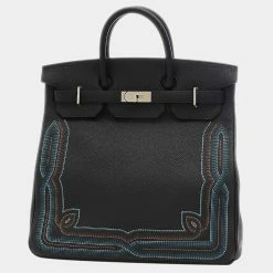 Hermes Otacroa 40 Western Togo Black Z Engraved Handbag For Women
