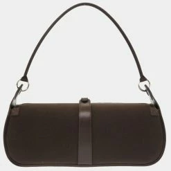 Hermes Rugby Toile Officier Brown I Engraved Shoulder Bag 0374 For Women