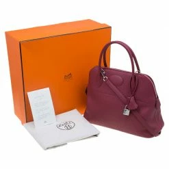 Hermes Ruby Clemence Leather Palladium Bolide 31 Bag For Women -Deals Hermes Store luxury women hermes used handbags p63756 016