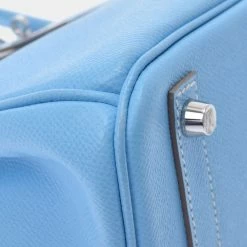 Hermes Blue Epsom Leather Palladium Hardware Birkin 30 Bag For Women -Deals Hermes Store luxury women hermes used handbags p638500 006