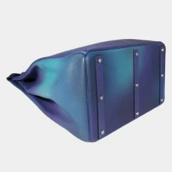 Hermes Limited Edition Bleu Nuit & Violet Clemence Cosmos Haut à Courroies 50 BP For Women -Deals Hermes Store luxury women hermes used handbags p639052 003