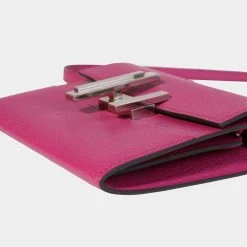 Hermes Rose Pourpre ChÃ©vre Mysore Mini Cinhetic Wallet PHW For Women -Deals Hermes Store luxury women hermes used handbags p639053 005