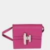 Hermes Rose Pourpre ChÃ©vre Mysore Mini Cinhetic Wallet PHW For Women -Deals Hermes Store luxury women hermes used handbags p639053 006