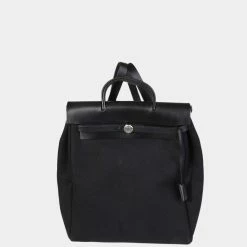 Hermes Black Toile & Vache Hunter Herbag Backpack BPHW For Women