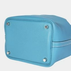 Hermes Bleu Jean Togo Picotin 18 PHW For Women -Deals Hermes Store luxury women hermes used handbags p639056 004