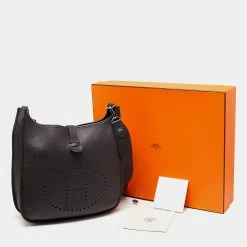 Hermes Prunoir Clemence Leather Evelyne III GM Bag For Women -Deals Hermes Store luxury women hermes used handbags p639967 011