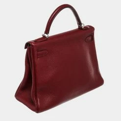 Hermes Red Leather Palladium Hardware Kelly Retourne 32 Bag For Women -Deals Hermes Store luxury women hermes used handbags p640648 004