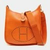 Hermes Orange Clemence Leather Evelyne III GM Bag For Women -Deals Hermes Store luxury women hermes used handbags p641401 001