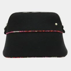 Hermes Bolide Pouch 20 Multi Felt Silk Black Pink Multicolor For Women