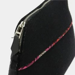 Hermes Bolide Pouch 20 Multi Felt Silk Black Pink Multicolor For Women -Deals Hermes Store luxury women hermes used handbags p642202 004