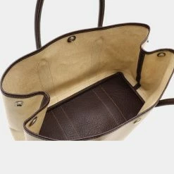 Hermes Garden PM Tote Bag Handbag Toile Ash Buffle Leather Beige Dark Brown For Women -Deals Hermes Store luxury women hermes used handbags p642205 006