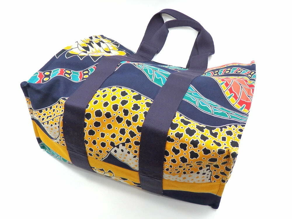 Hermes Beach Bag Navy Multicolor Blue Cotton Canvas Hermes Savannah Dance Hand Tote Women's Men's Monkey For Women 7 Hermes Beach Bag Navy Multicolor Blue Cotton Canvas Hermes Savannah Dance Hand Tote Women's Men's Monkey For Women - Image 5
