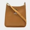 Hermes Vespa PM Shoulder Bag Kushbel Leather Gold Brown L Engraved For Women