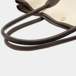 Hermes Garden PM Tote Bag Handbag Canvas Buffle Leather Beige Dark Brown K Engraved For Women -Deals Hermes Store luxury women hermes used handbags p642222 006